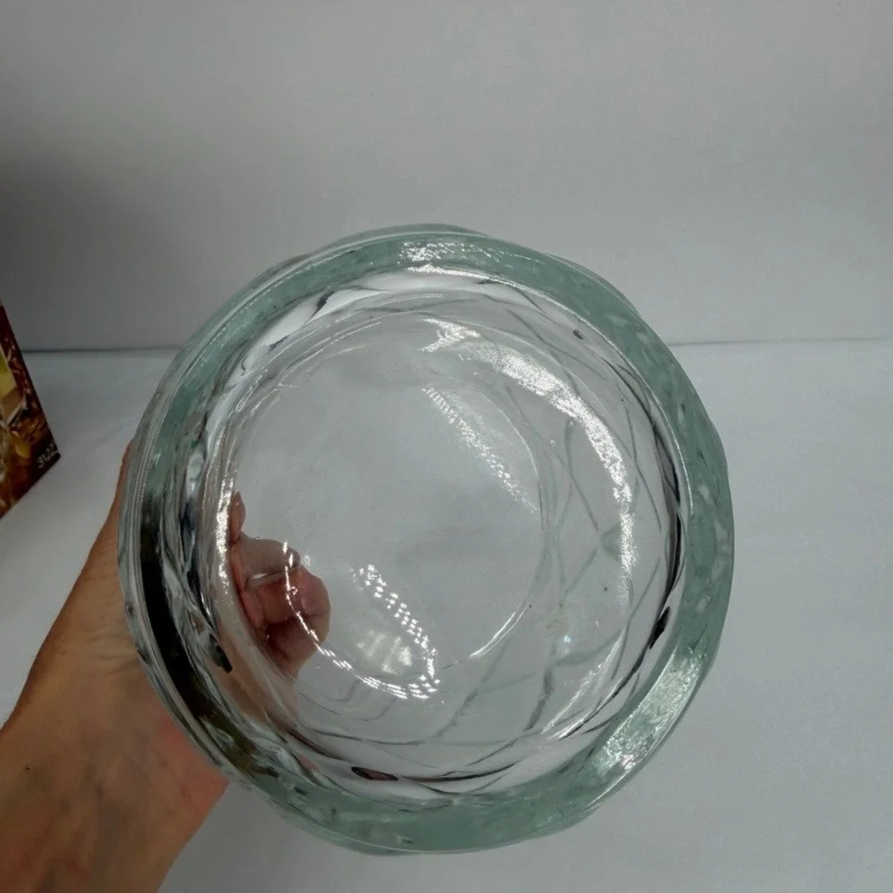 Indiana Glass Gazebo Biscuit Barrel Cookie Jar Clear Diamond Pattern Kitchen